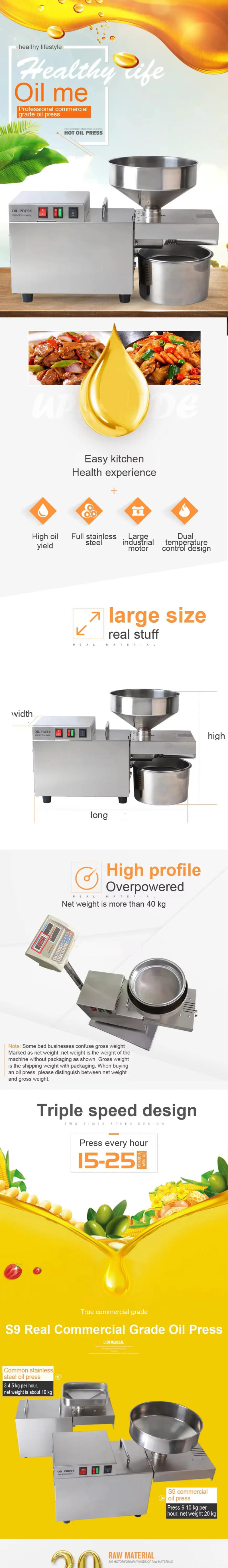 Description Picture 2 of itemNew Stainless Steel Mini Oil Press Domestic Commercial Oil Pressers Temperature Control For Peanut ,Soya Bean ,Groundnut Price