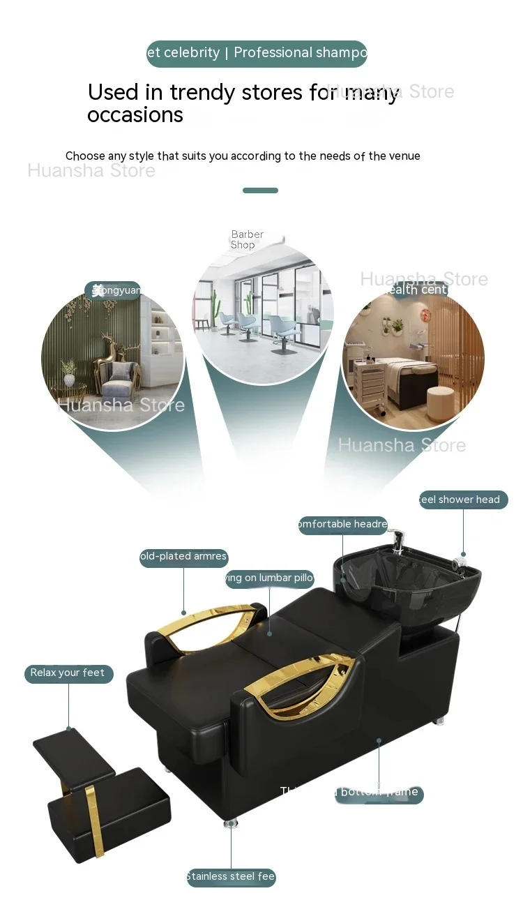 Description Picture 6 of itemBeauty Salon Chair Shampoo Stylist Hairdressing Washing Machine Head Spa Chair Hair Salon Bowl Sink Friseur Sillas Beauty