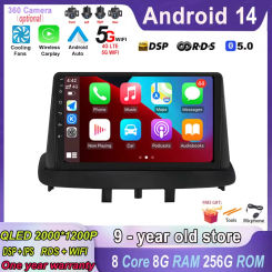 Radio Multimedia Video Player GPS Navigation WIFI Car Stereo Android 14 for Renault Megane 3 Fluence Samsung SM3 2008 - 2017 DSP