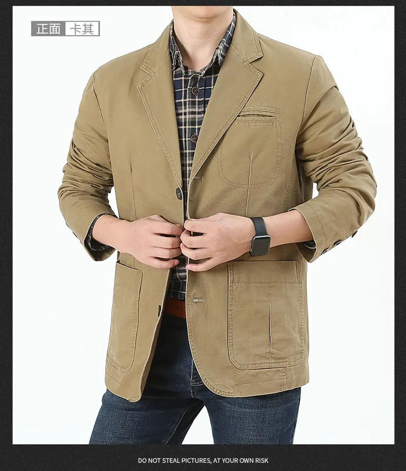 Description Picture 6 of itemMen Blazer Middle-aged Loose Men Fashion Business British Style Casual Suit Three Button Cotton Casual Clothes Single West Coat