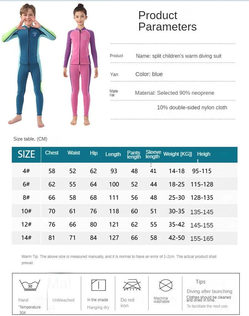 Description Picture 2 of itemChildren's Diving Suit 2.5mm Split Body Swimsuit for Boys Warm Long Sleeved Sun Protection Surfing Snorkeling Suit