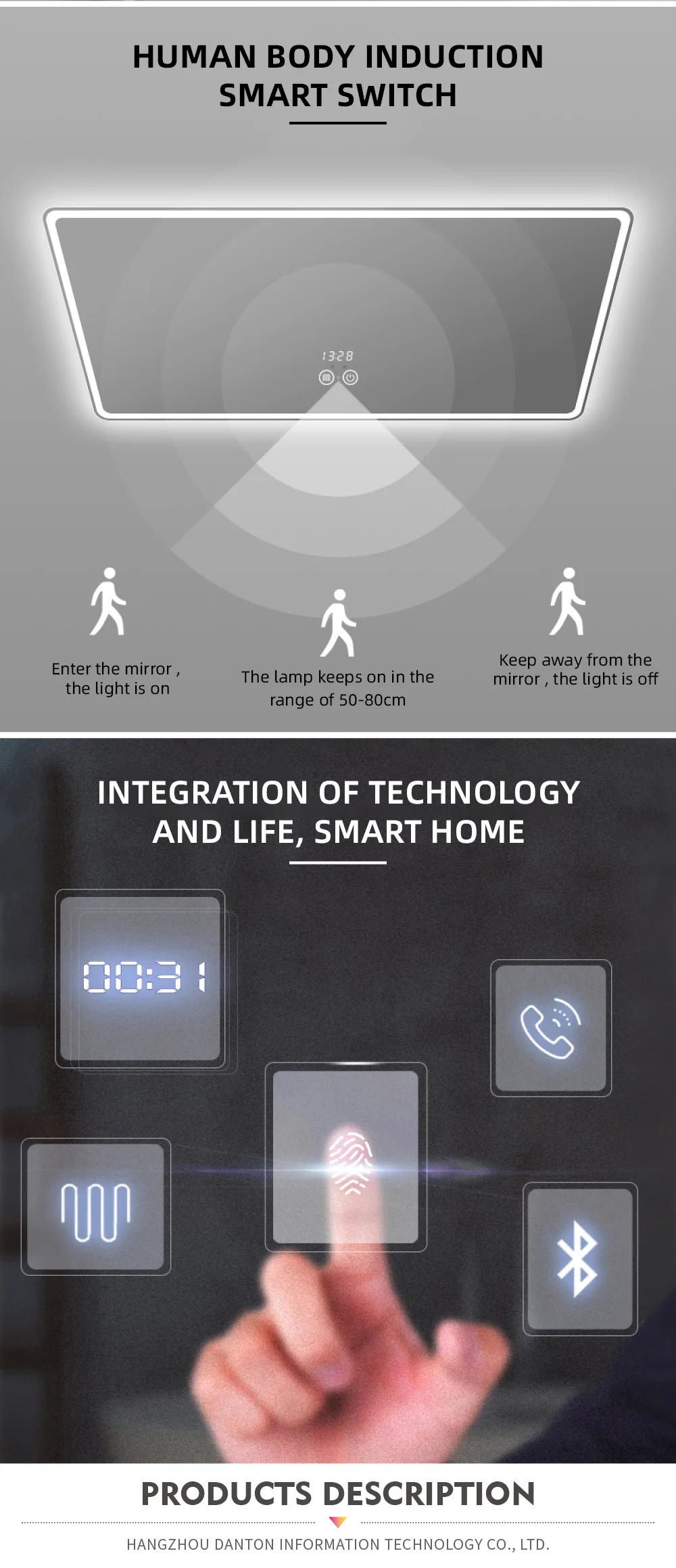 Description Picture 3 of itemDressing Table Makeup Lamp Mirror Irregular Shaped Cloud Smart Bathroom Mirror Bathroom Household Lamp Defogging Mirror