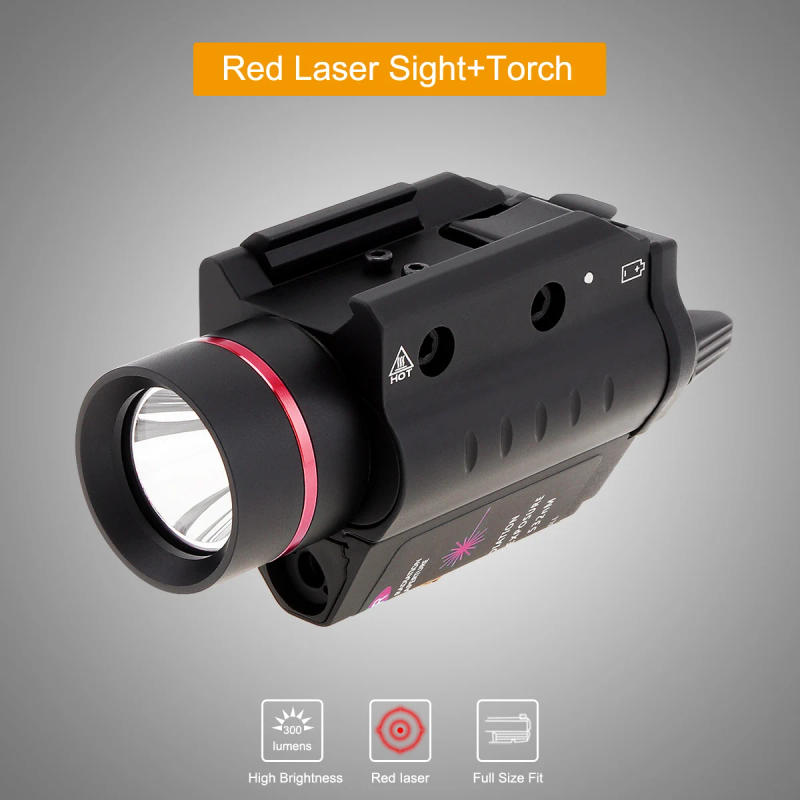 Description Picture 4 of item300 Lumens Red Laser Mini Flashlight with 20mm Picatinny Rail Mount, XPG-2 S4 3 Setting Tactical Flashlight
