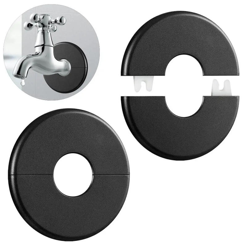 Description Picture 6 of itemRound Faucet Decorative Cover Bathroom Shower Faucet Cover Black/White Pipe Wall Covers Practical Bathroom Faucet Accessories