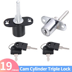 16/19mm Desk Cabinet Drawer Front Lock Cam Cylinder Triple Lock Zinc Alloy With Keys Cupboard Drawer Locks Furniture Hardware