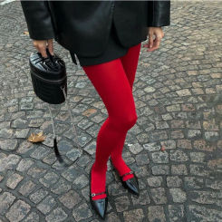 Red Tights Women Winter See Through  Slim Lingerie Women's Pantyhose New Lingerie Lace Leggings Bodys Sexy Socks Ladies