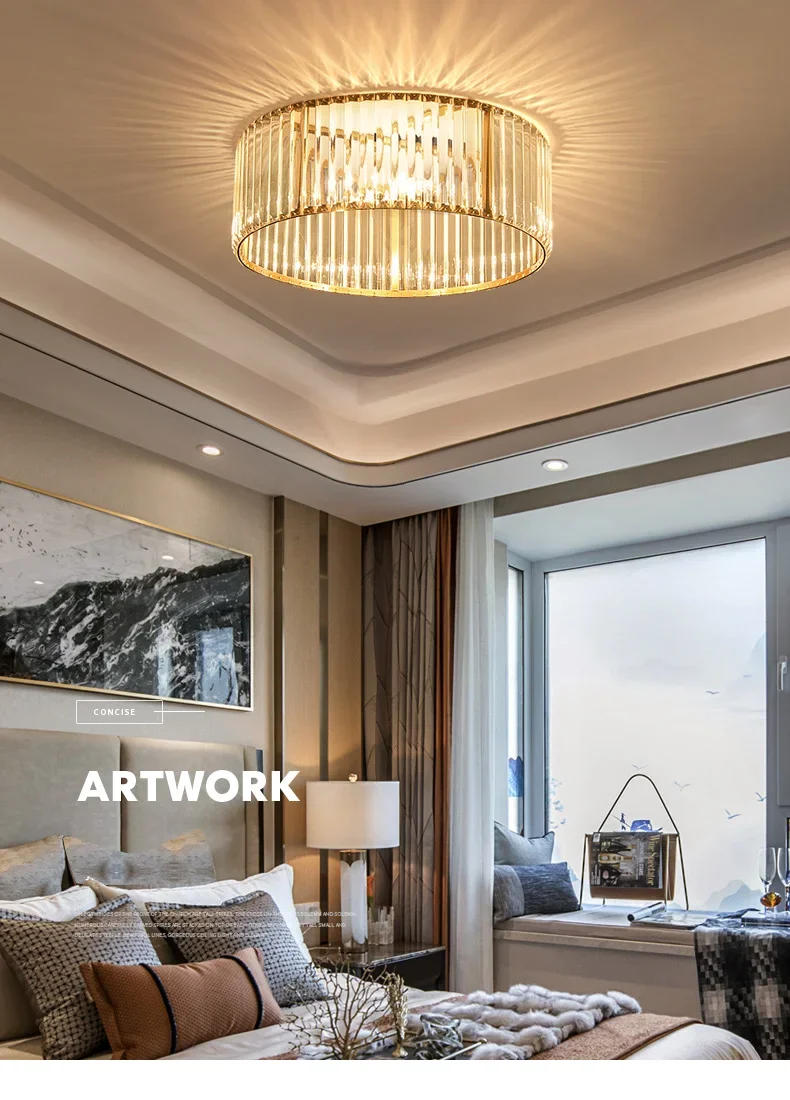 Description Picture 2 of itemNordic Classical Ceiling Lamp Room Decor Ceiling Light Round Crycle LED Golden Main Light For Parlor Aisle Bedroom Dining Lamp