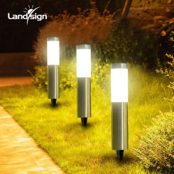 2pcs Lamp Decoration Pathway Garden LED Solar Light Outdoor IP65 Waterproof Stainless Steel Landscape Yard Lawn Street Lighting
