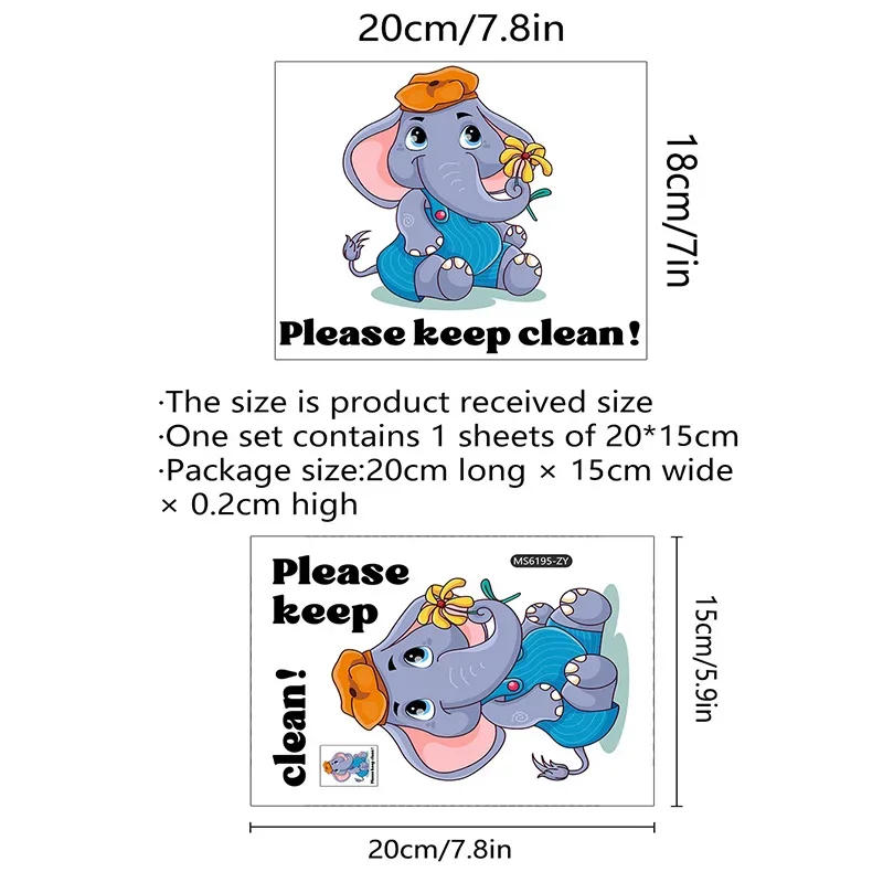 Description Picture 2 of item1 PC Cute Mini Elephant Toilet Sticker - Decorative Bathroom Wall Decal - Fun and Easy To Apply Home Decor Stickers