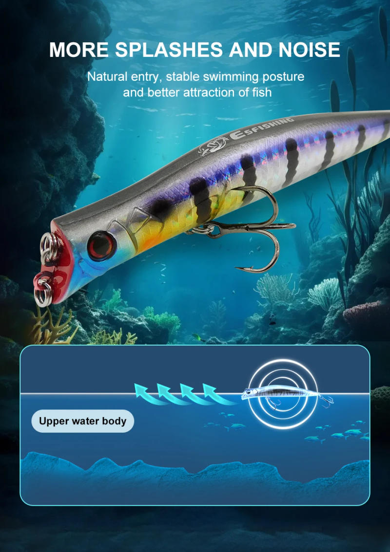 Description Picture 6 of itemKESFISHING New Popper lure Hard bait 100mm drive 0-0.2m Dater King for bass pike