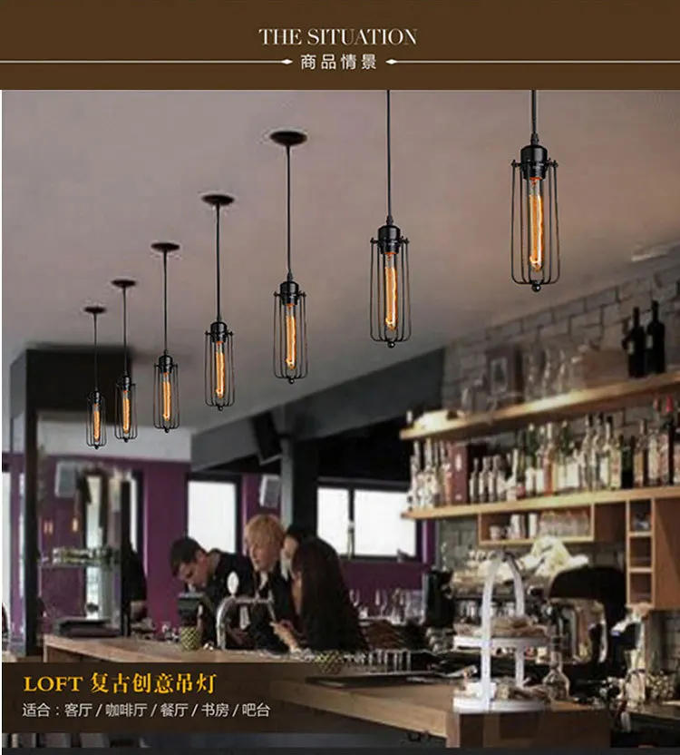 Description Picture 2 of itemIndustrial Style Creative Restaurant Small Chandelier Led Iron Chandelier American Retro Bar Table Cafe Lighting Lighting Tools