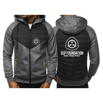 SCP Foundation Secure Contain Protect Autumn Winter Mens Printing New Stly Three Color Hooded Cotton Padded Clothes