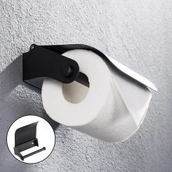 Bathroom Stainless Steel Black Toilet Roll Paper Holder Wall Mounted