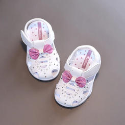 1-4years Girls Summer Sandals Soft Soled Squeaky Front Wrapped Sandals For Girls