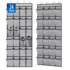 24 Pockets Over the Door Shoe Organizer Large Mesh Pockets With 4 Hooks Transparent Fabric Shoe Rack Storage Bag For Bedroom