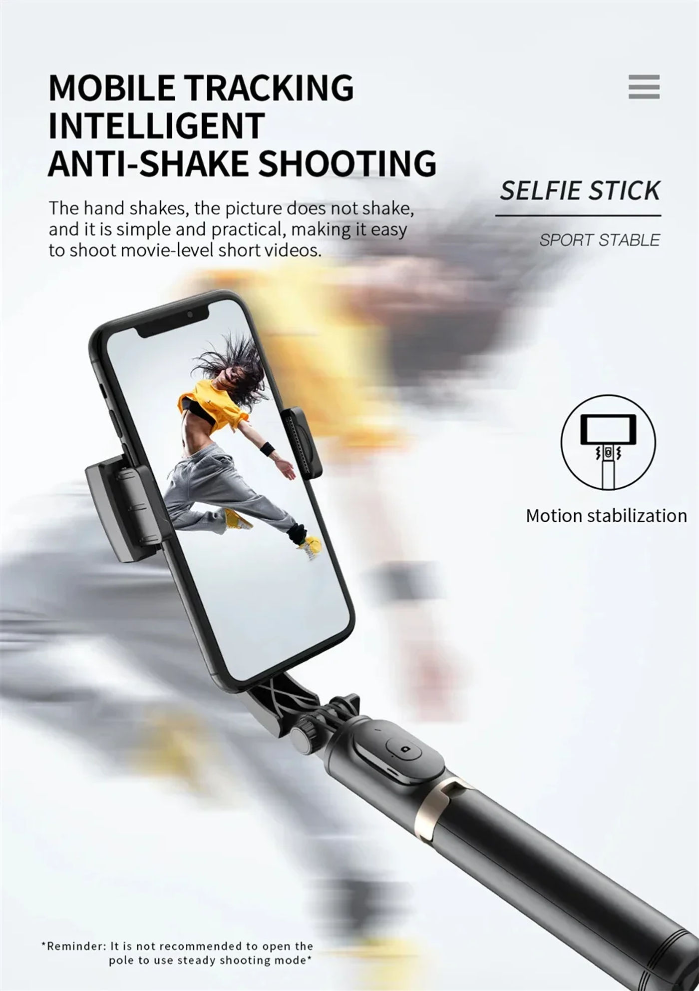 Description Picture 4 of itemQ08 Gimbal Stabilizer Mobile Phone Video Stabilizer Bluetooth Selfie Stick Tripod for Smartphone Live Vertical Shooting Bracket