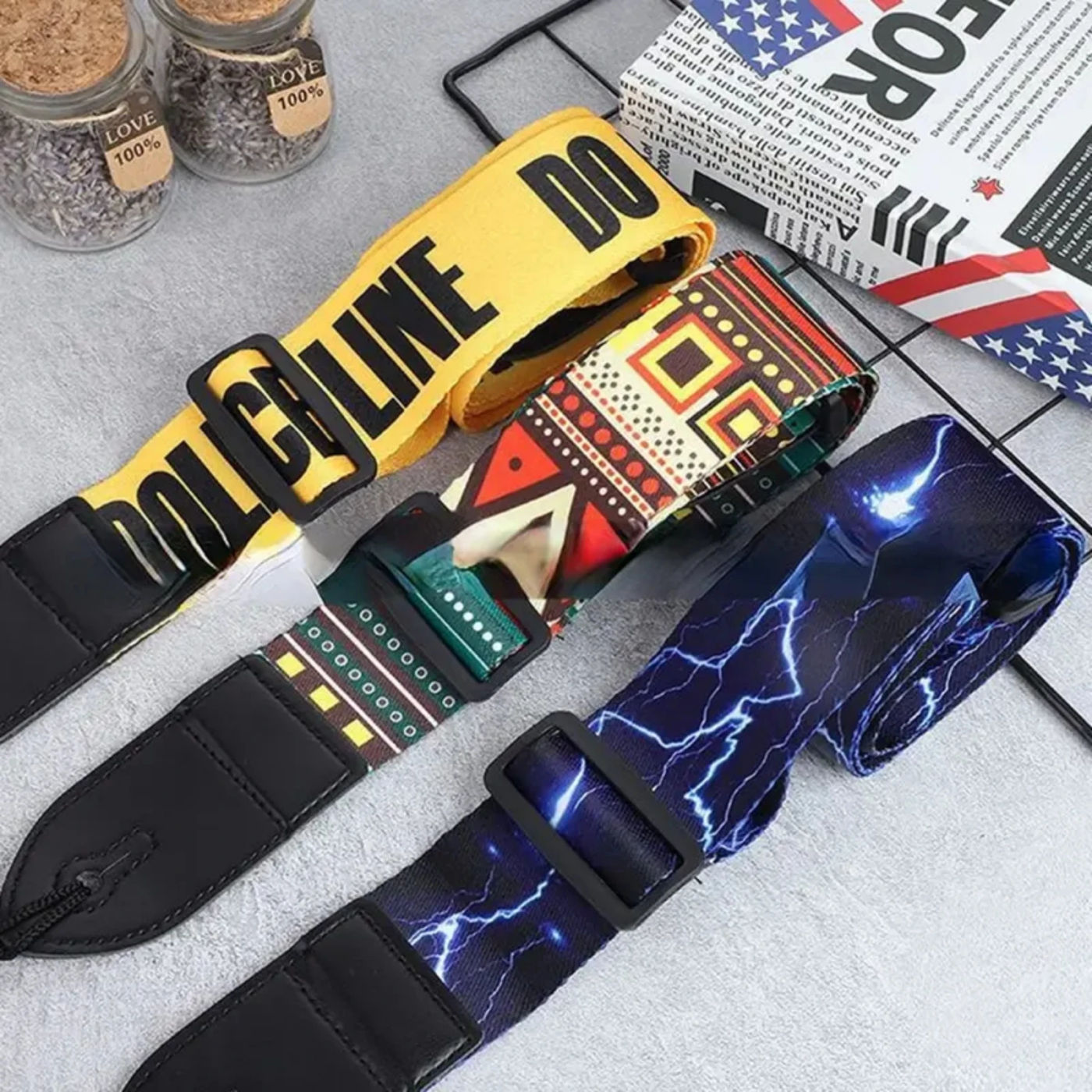 Description Picture 2 of itemPremium Woodgrain Leather Guitar Strap - Fits Classical, Electric & Bass Guitars - Adjustable, Comfortable & Stylish