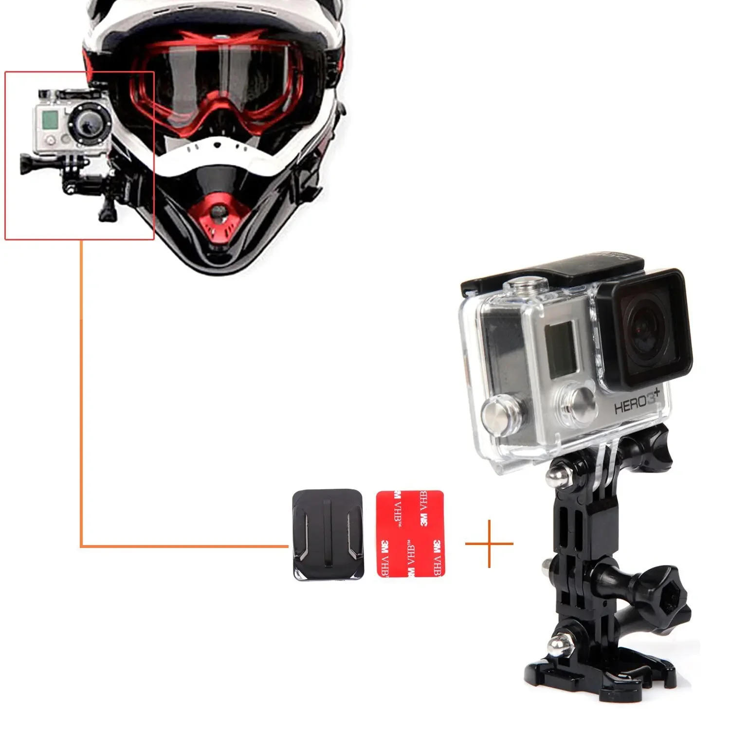 Description Picture 3 of itemAction camera Tripod accessories  For Gopro Hero Set Helmet Extension Arm Mount Kit Curved Selfie Stick For Xiaomi for Sjcam