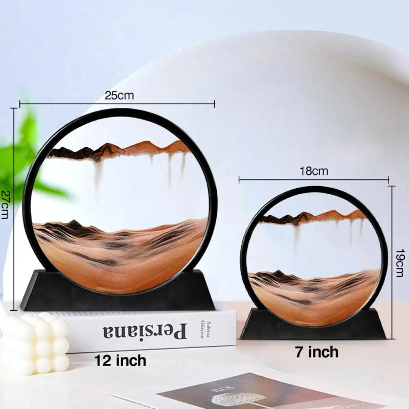 Description Picture 5 of itemTable Lamp 3D Hourglass Deep Sea Sandscape Perfect Birthday Gift Moving Sand Art Picture Round Glass Flowing Sand Lamp Decor