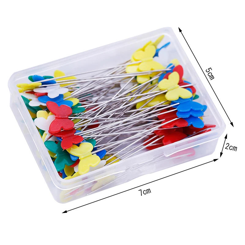 Description Picture 3 of item100Pcs Sewing Pins Stitch Straight Push Pins for Dressmaking Positioning Pins DIY Sewing Tools Positioning Practical
