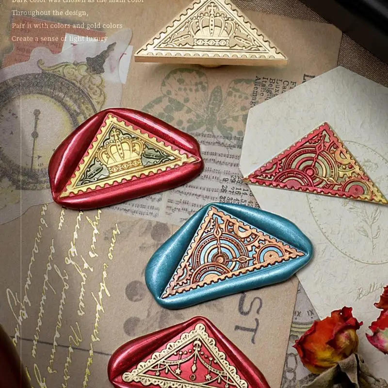 Description Picture 3 of itemStamp Lacquer Seal High Quality Copper Head Triangle Lacquer Wax Vintage Rose Sculpture Sealing Wax Hand Book Gift