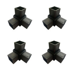 4PCS 50X50 Square Tube Three-way Connector Plastic Tube Stainless Steel Alloy Square Cargo Connection Guardrail Accessories