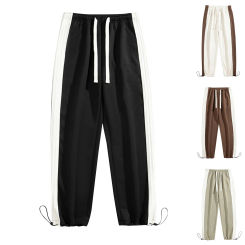 Mens Spring And Autumn Straight Leg Trousers Drawstring Casual Pants Sweatpants Wide Leg Joggers Baggy Pants Basic Pantalones