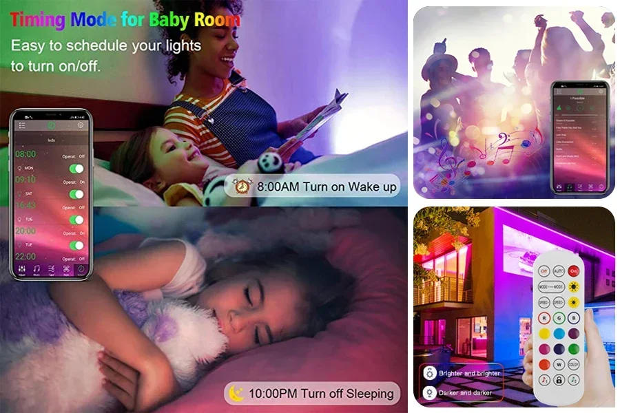 Description Picture 2 of itemUSB LED Strip Light Color RGB 5050 Bluetooth LED Lamp Tape Bedroom Decoration 5V 5m 10m 15m 20m TV Backlight For Christmas Party