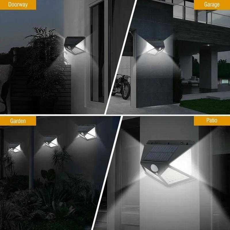 Description Picture 2 of item1/2/4Pcs 100 LED Solar Wall Lights Outdoor Solar Lamp PIR Motion Sensor Solar Powered Sunlight Street Light for Garden Light