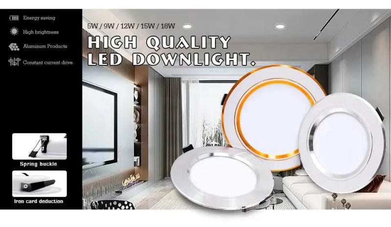 Description Picture 2 of item5​/9/12/15/18W Recessed LED Downlight 220V Ceiling Light Cool/Warm White Round Panel Lamp Golden/Silver/White Shell Spotligh