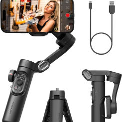 AOCHUAN 3-Axis Handheld Gimbal Stabilizer for Smartphone with Fill Light for iPhone Android Face Tracking Tiktok Vlog Smart XE
