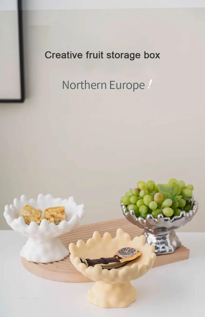 Description Picture 2 of itemNordic Style Home Coffee Table Fruit Plate Living Room Tabletop Snacks Candy Storage Ornaments Ceramic Tray Decorative