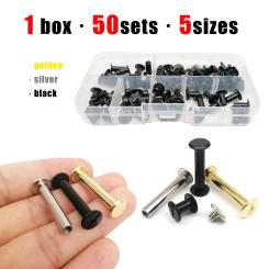 100pcs/50sets Rivet Chicago Screw Post Binding Nail Mix Size Kit for Leather Bag Belt Strap Photo Scrapbook Album Account Book