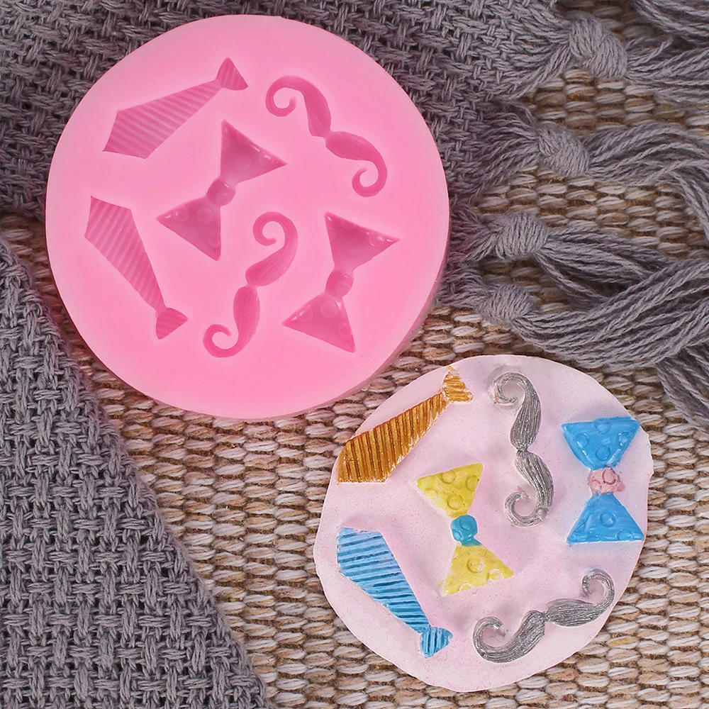 Description Picture 4 of itemMoustache Tie Bows Silicone Cake Decor Molds DIY Chocolate Cupcake Cookies Desserts Fondant Mould Cake Decorating Baking Tool