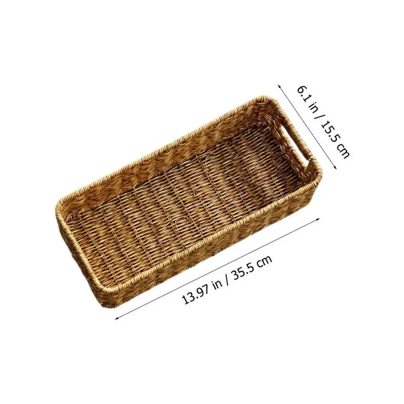 Description Picture 2 of itemWicker Baskets Basket Storage Wicker Woven Baskets Organizer Rattan Seagrass Tray Makeup Desktop Hamper Box Large Holder