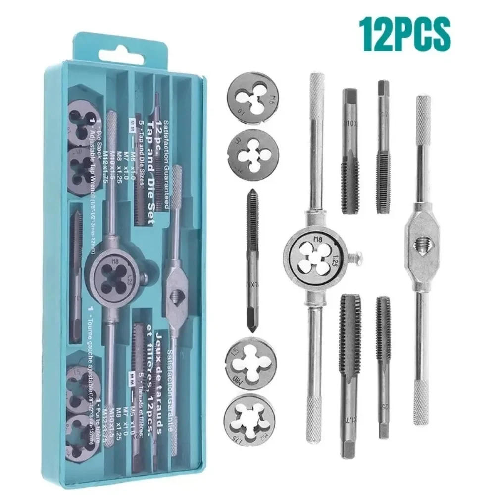 Description Picture 3 of itemMultifunction Tap and Die Set 12/20Pcs M3-M12 Metric Screw Thread Plugs Hand Screw Taps Straight Taper Tapping and Thread Tools