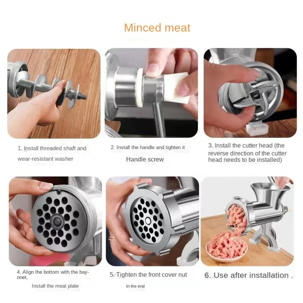 Description Picture 5 of itemAdjustable Heavy Duty Meat Mincer Grinder Hand Operated Manual Kitchen Noodles Grinder Sausage Filler Fruit Beef Pasta Maker