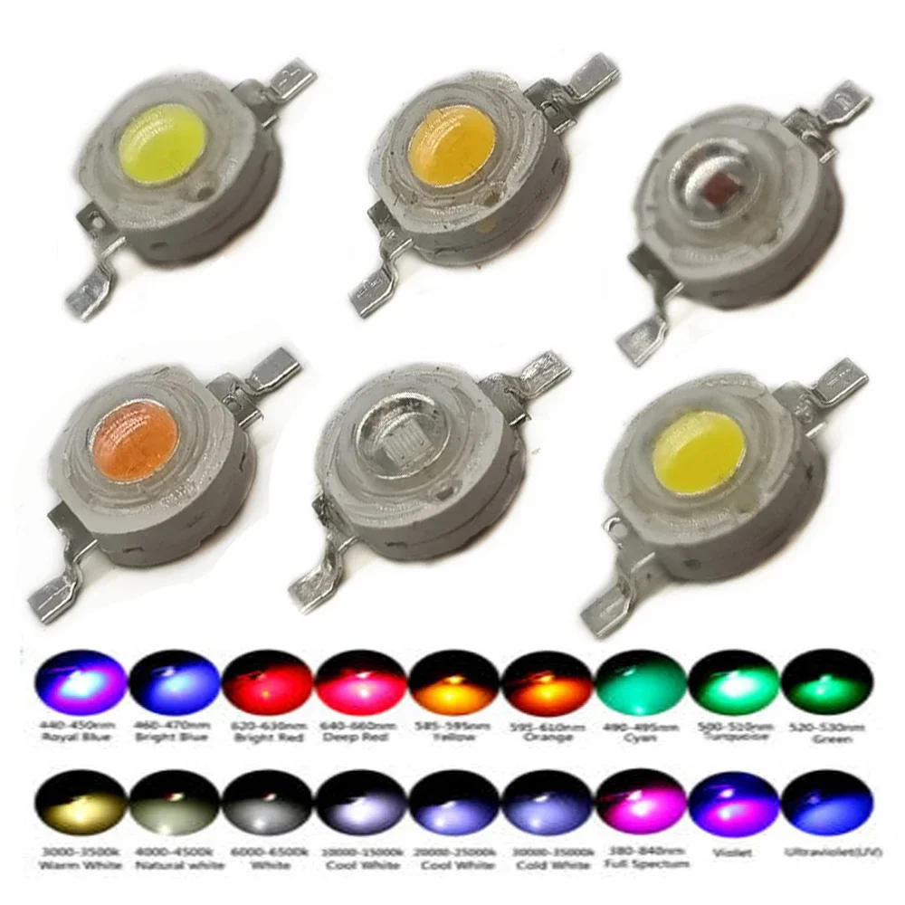 Description Picture 4 of item10pcs 1W 3W 5W High Power LED Chip Lamp Bulbs SMD COB Diodes Warm Cold White Red Green Blue Yellow 440 660nm Grow Light Beads