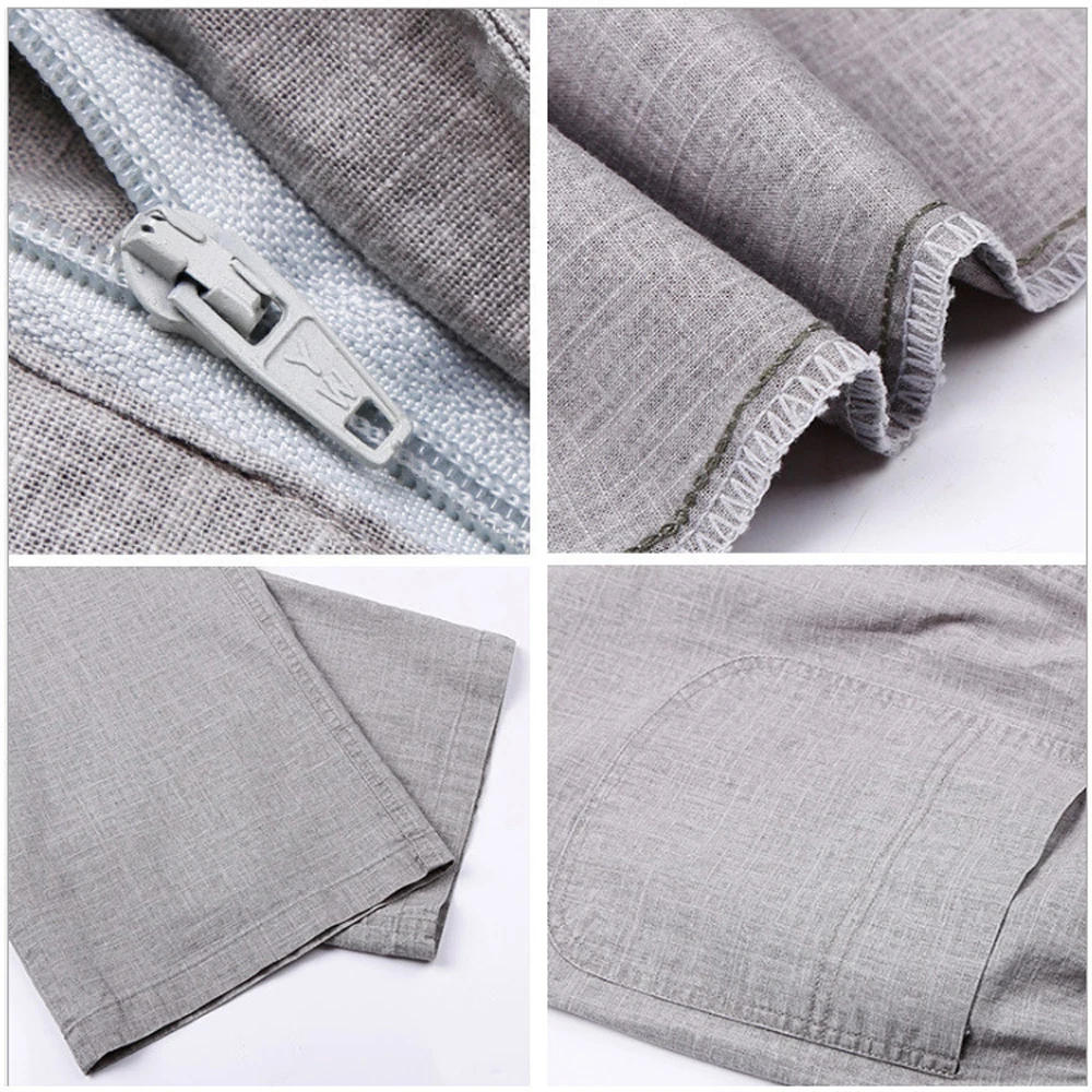 Description Picture 5 of itemMen's Thin Cotton Linen Trousers Mens Loose Casual Straight Pants Comfortable Breathable Elastic Waist Work Pants Men Clothing