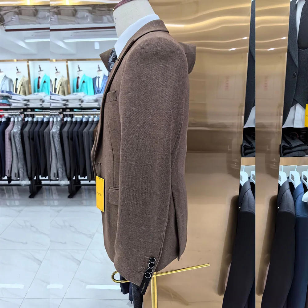 Description Picture 4 of itemElegant 3 Piece Jacket Pants Vest Male Clothing Peak Lapel One Button Slim Fit Regular Length Full Set Luxury Office Men's Suits