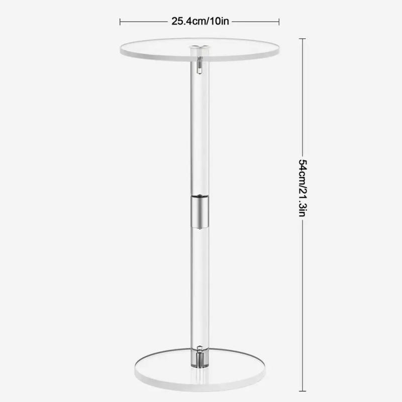 Description Picture 3 of itemAcrylic Drink Table Clear Small Round End Table For Drinks Modern Living Room Side Table For Drinks Snacks Phones Coffee Drink
