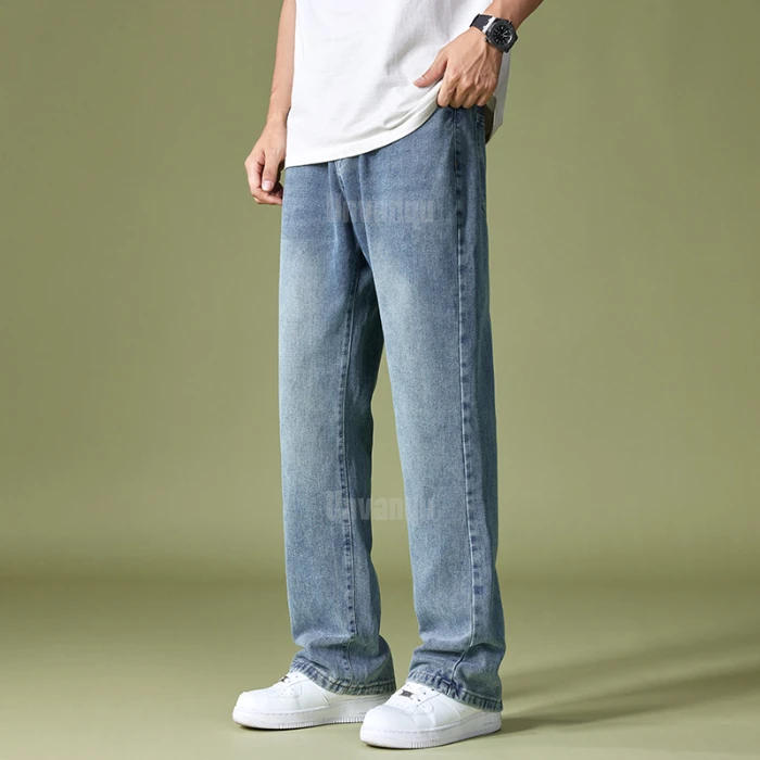 Description Picture 4 of itemUnvanqu Harajuku Street Fashion Men's Jeans Summer Thin Ice Silk Wide Leg Pant Retro Simple Loose Straight Casual Denim Trousers