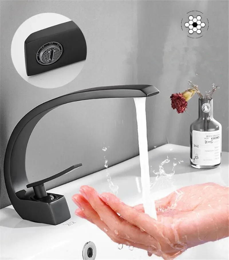 Description Picture 3 of itemBasin Faucet Gold Bathroom Mixer Tap Rose Gold Wash Nickel Lavotory Brass Hot and Cold Waterfall