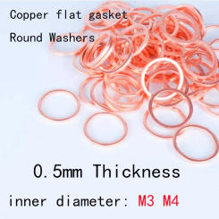0.5mm Thickness M3 M4 Inner Diameter T2 Copper Gasket Round Washers Flat Gaskets Sealing Washer 5mm-25mm Outer Diameter