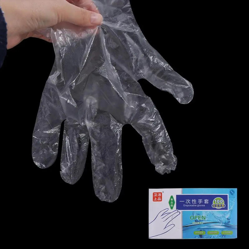 Description Picture 6 of item100pcs/box Transparent Plastic Gloves Multifunctional Convenient Disposable Gloves Eco-friendly PE Gloves Hairdressing