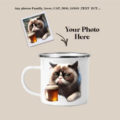 Personalized Pet DOG Cat Photos Mug Custom Photo Tea Cup 12oz Enamel Wholesale Coffee Mug Milk Cups Surprised Gift
