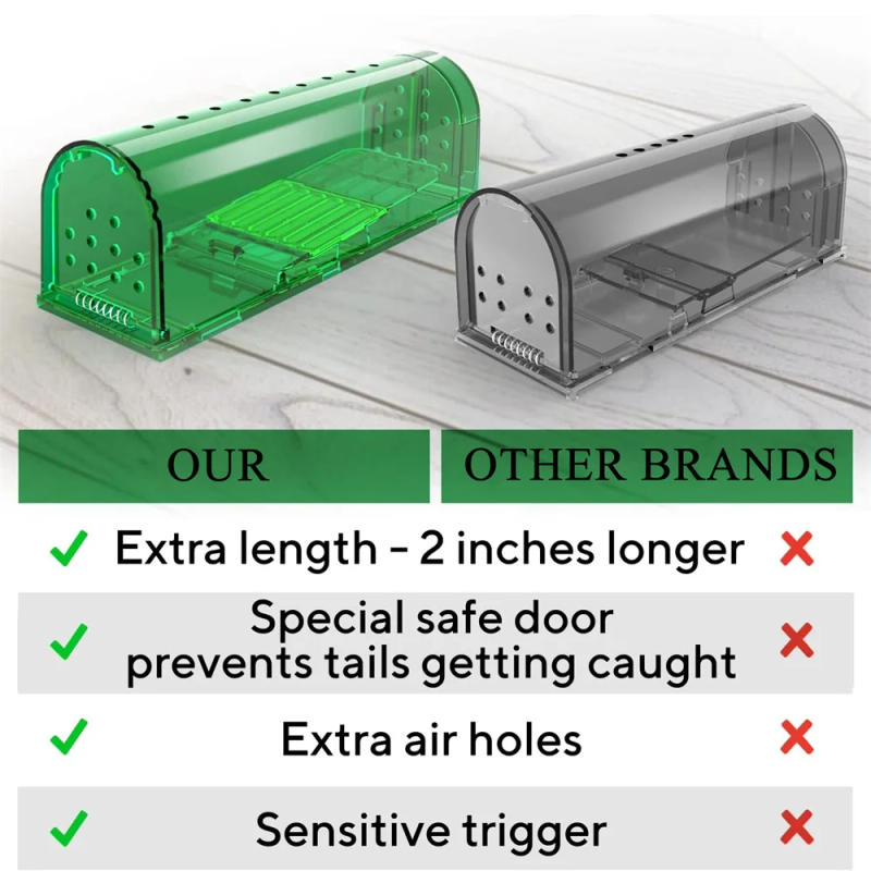 Description Picture 6 of item3Pcs Transparent Mouse Trap Rodent Mice Live Catcher Reusable Small Animals Cage Mouse Killer Mousetrap Small Rat Trap Killer