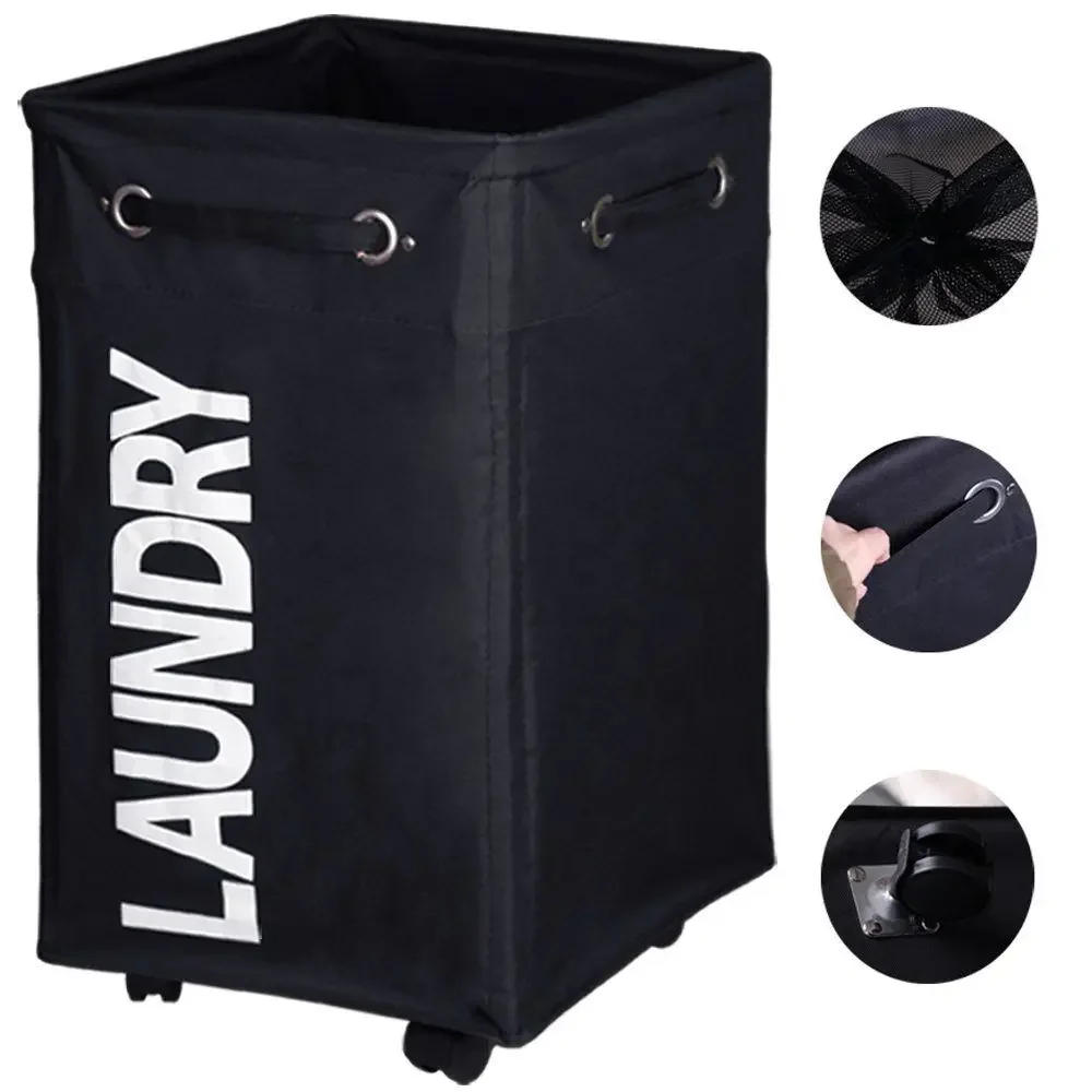 Description Picture 4 of itemRolling Laundry Hamper with wheels Waterproof and Collapsible Laundry Baskets  For Clothes Toys Clothes Basket with Mesh Cover