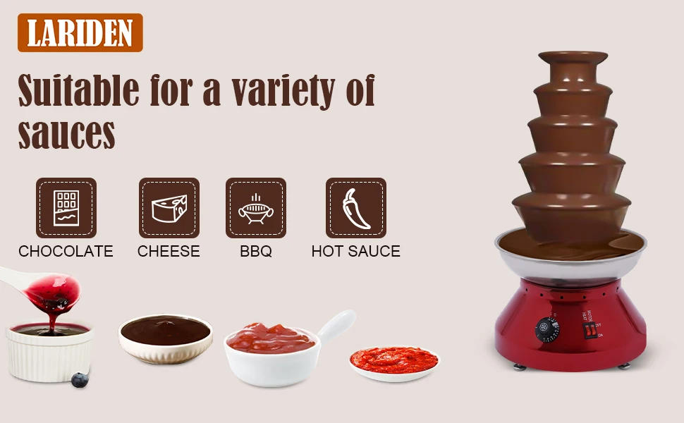 Description Picture 3 of itemChocolate Fountain, 5 Tier Hot Chocolate Fondue Tower, 7 Ibs Large Capacity Stainless Steel Chocolate Melting Heating Machine fo