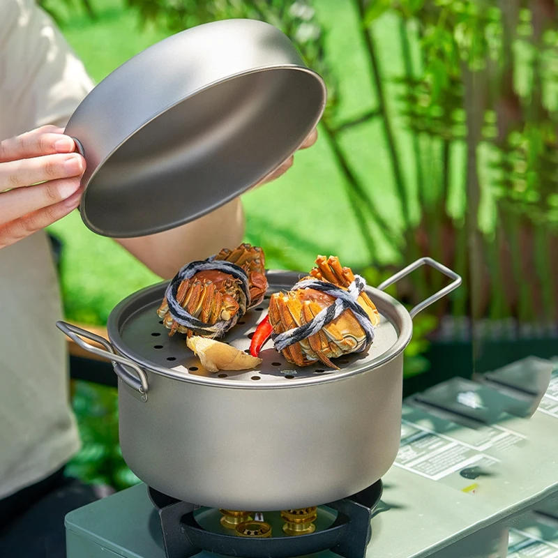 Description Picture 6 of itemPure titanium pot, lightweight Camping Pot, outdoor hiking Cutlery Set, portable stockpot and frying pan picnic tableware set